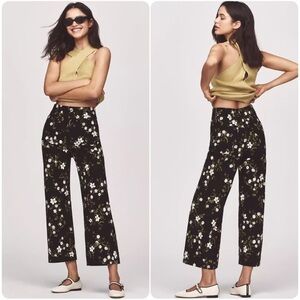 Maeve The Colette cropped wide-leg pants with a black and white floral print 31